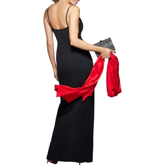 Emerald Sundae Stretchy Rhinestone Cocktail Gown Prom Black Wedding Maxi Dress - Picture 2 of 16